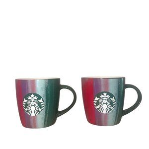 Starbucks Gradient Rainbow Ceramic Mugs 12 Oz Set Of 2 Dishwasher & Microwave Sa